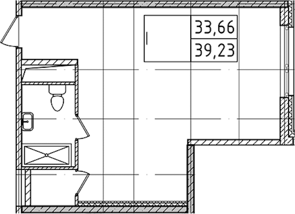 Квартира студия 39.23 м², 3/14 эт., Комплекс апартаментов «Ladozhsky Avenir»